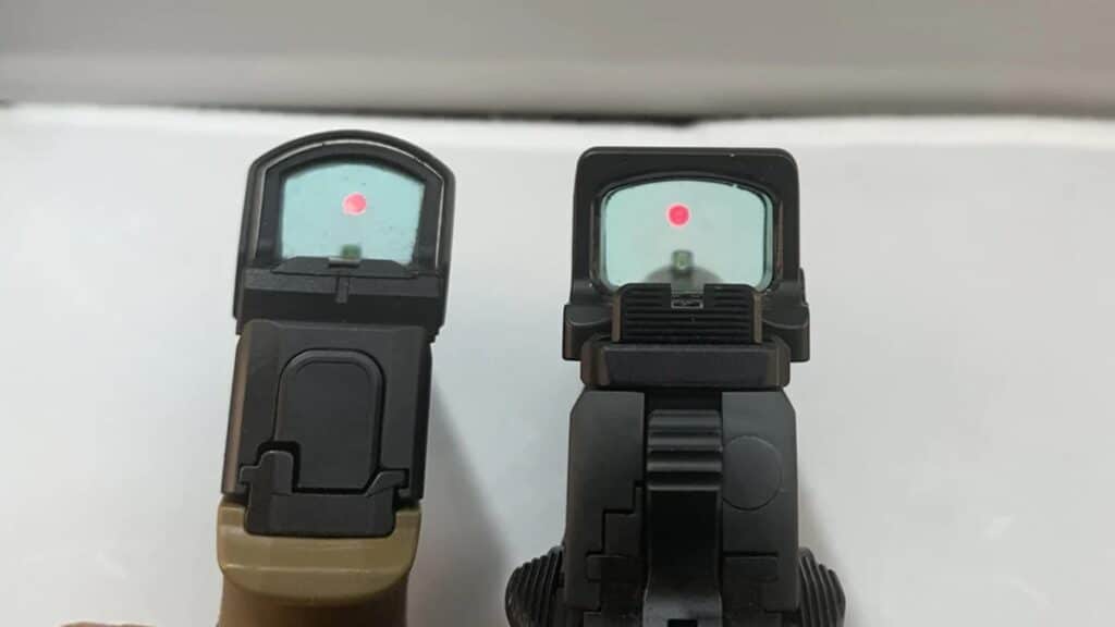 two different red dot comparisons
