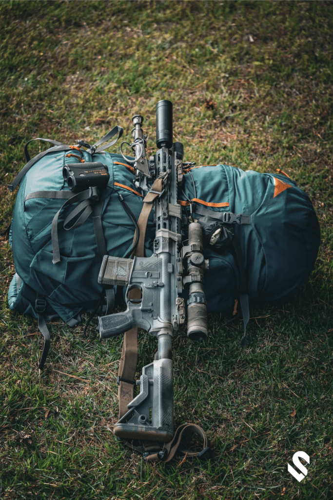 rifle on bag